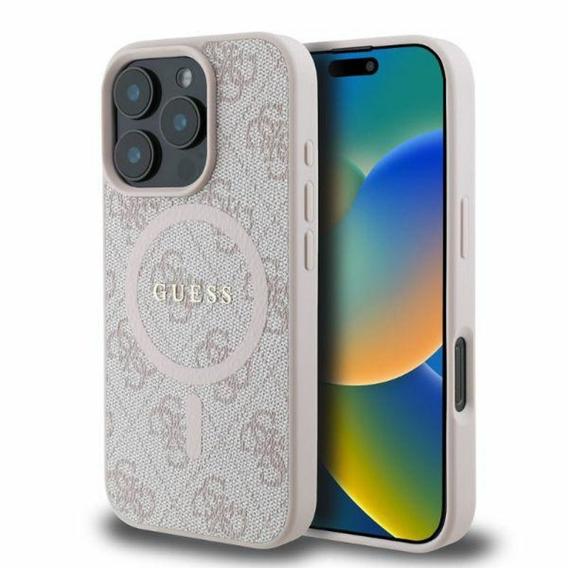 GUESS case for IPHONE 16 Pro compatible with MagSafe GUHMP16LG4GFRP (PU 4G Ring Classic Logo) pink GUESS case for IPHONE 16 Pro compatible with MagSafe GUHMP16LG4GFRP (PU 4G Ring Classic Logo) pink