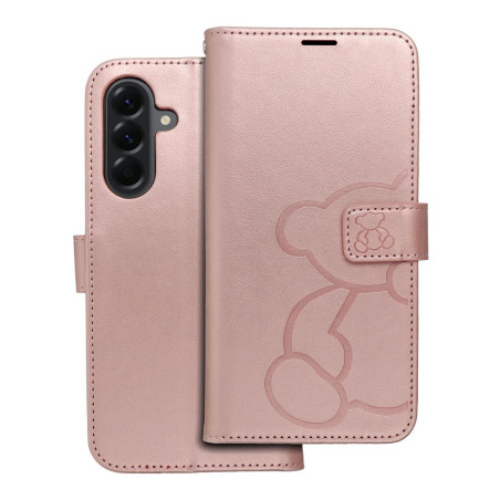 MEZZO Book case for SAMSUNG A56 5G teddy bear rose gold