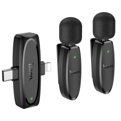 Wireless lavalier microphone Lightning / USB C Hoco 2 pcs L15 black