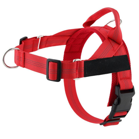 Dog harness REFLECTIVE SILK size M red