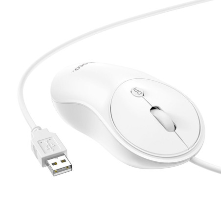 Wire mouse Hoco USB A 1600 dpi GM13 white