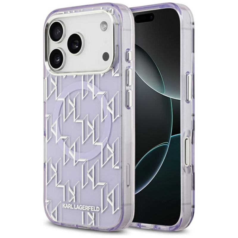 KARL LAGERFELD case for IPHONE 17 Pro compatible with MagSafe KLHMP17LHMIKLMEU (IML KL Monogram) purple