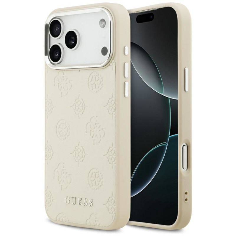 GUESS case for IPHONE 17 Pro Max compatible with MagSafe GUHMP17XPSPOSSSE (PU W/ Peony Hot Stamp Script) beige GUESS case for IPHONE 17 Pro Max compatible with MagSafe GUHMP17XPSPOSSSE (PU W/ Peony Hot Stamp Script) beige