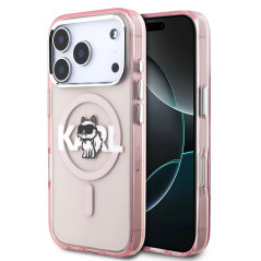 KARL LAGERFELD case for IPHONE 17 Pro compatible with MagSafe KLHMP17LHGCHGKBP (IML Choupette Sketch Logo) pink