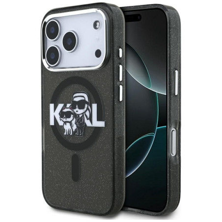 KARL LAGERFELD case for IPHONE 17 Pro compatible with MagSafe KLHMP17LHGKCGKBK (IML Glitter k&C Sketch Logo) black