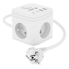 KERG 3-socket power cube + USB-A+USB-C charger 1.5m 3├ù1.5mm2 H05VV-F 16A/250V~ Smart white