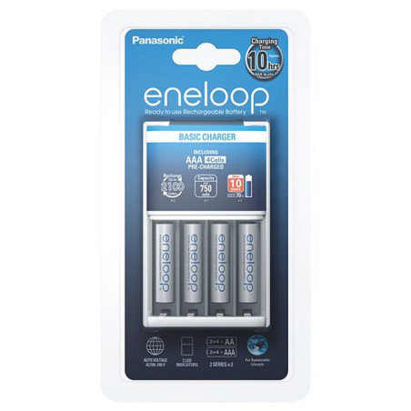 eneloop LADEGERÄT + 4x AAA-Size Micro-Akku 750 mAh HR03