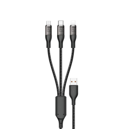 CABLE 3in1 USB-A / USB-C+Lightning+microUSB 120W 120cm Dudao
