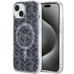 GUESS case for IPHONE 15 Plus compatible with MagSafe GUHMP15MHGCUSTGK (IML GCUBE) black