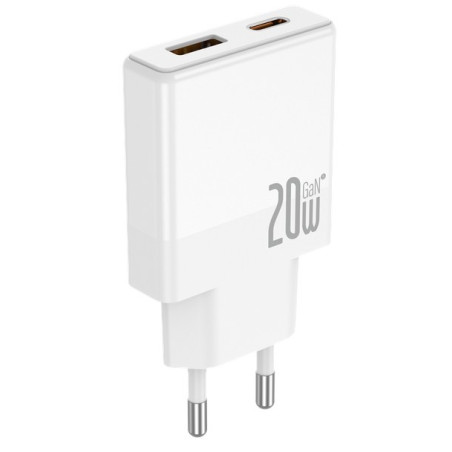 CHARGER USB-C + USB-A 20W GaN JELLICO EU57 white + Cable USB-C