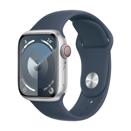 Watch Apple Watch Series 9 Cellular 41mm Silver Aluminium Case with Sport Band M/L - Storm Blue