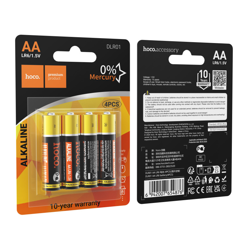 Alkaline battery R6 (AA) Hoco DLR01 4 pcs Alkaline battery R6 (AA) Hoco DLR01 4 pcs