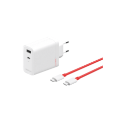 OnePlus 120W Dual Ports SuperVooc  Adapter + Cable (Type-C + Type-A) - White