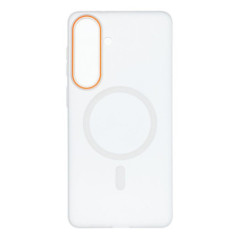 Case GO ORANGE compatible with MagSafe for SAMSUNG S26 Plus transparent