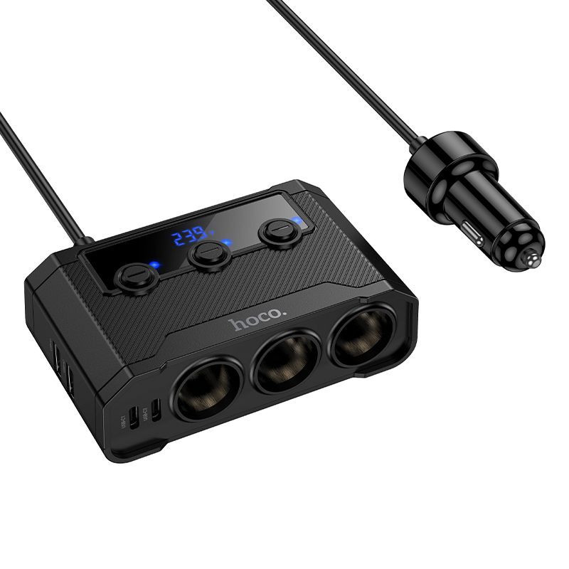 Car charger Hoco 2xUSB A + 2xUSB C+3x cigarette lighter ports PD QC3.0 240W Z64 black Car charger Hoco 2xUSB A + 2xUSB C+3x cigarette lighter ports PD QC3.0 240W Z64 black