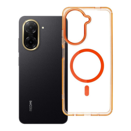 Case FRAME CLEAR HYBRID MAG COVER compatible with MagSafe for XIAOMI Redmi A5 hermes orange