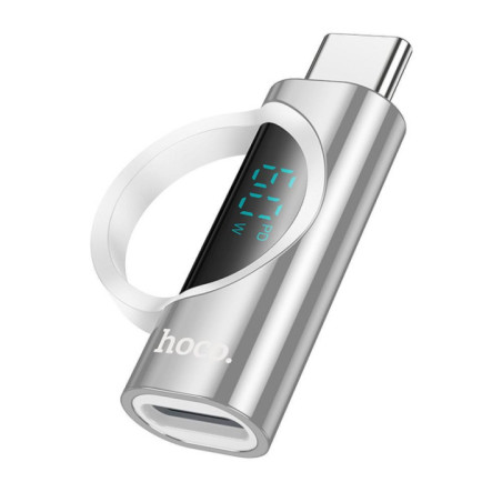 Adapter USB C to Lightning Hoco 3A 60W with display UA32A silver