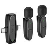 Wireless lavalier microphone Lightning / USB C Hoco 2 pcs L15 black