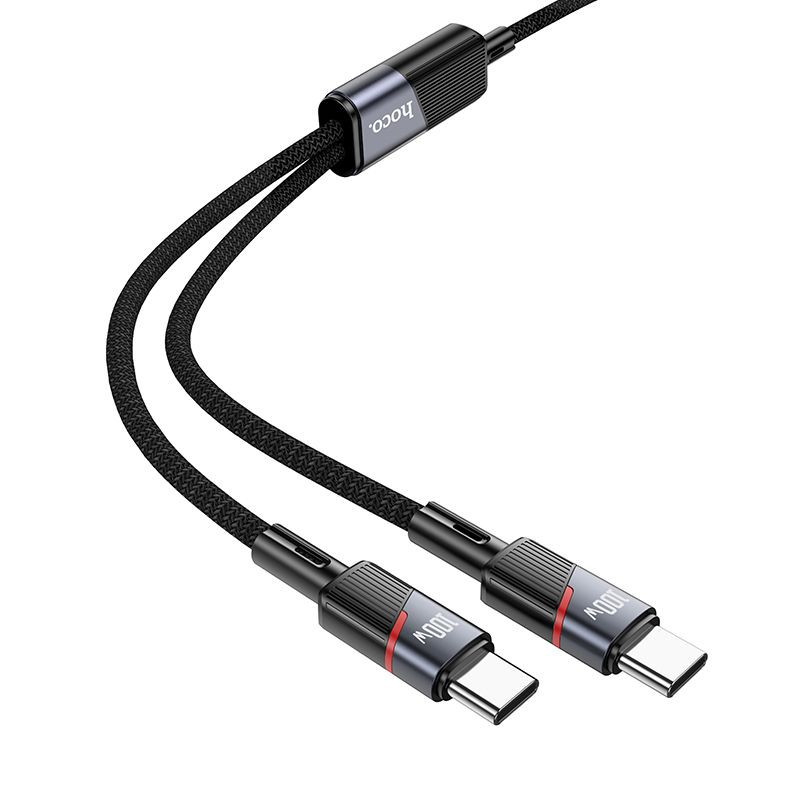 Cable 2in1 USB C to USB C / USB C Hoco 5A 100W 1,2 m U139 black