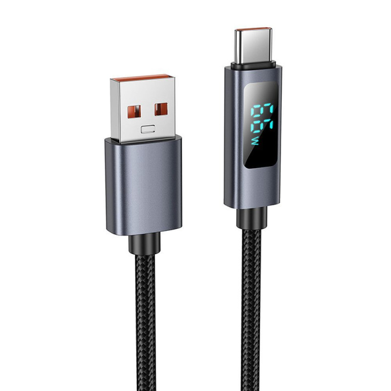 Cable USB A to USB C Hoco 5A with display 1 m X112 black