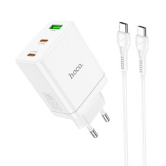 Phone charger Hoco 2 x USB C + USB A QC3.0 PD 3A 35W + cable USB C to USB C N33 white