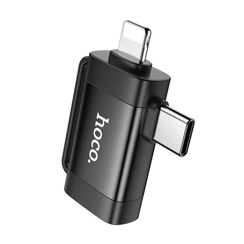 Adapter OTG 2in1 USB C / Lightning to USB A Hoco UA31F black Adapter OTG 2in1 USB C / Lightning to USB A Hoco UA31F black
