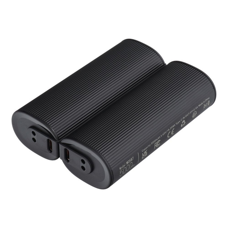Powerbank Veger W0587 2,4A 2 pcs 2 x 5000 mAh with hand warmer black and silver