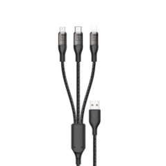 CABLE 3in1 USB-A / USB-C+Lightning+microUSB 120W 120cm Dudao