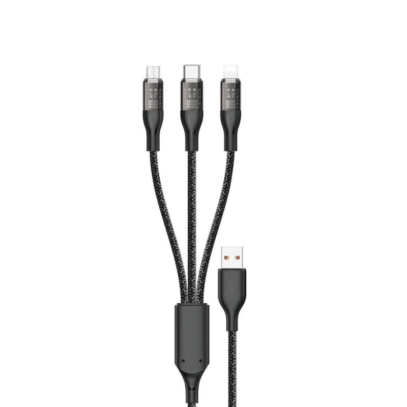 CABLE 3in1 USB-A / USB-C+Lightning+microUSB 120W 120cm Dudao