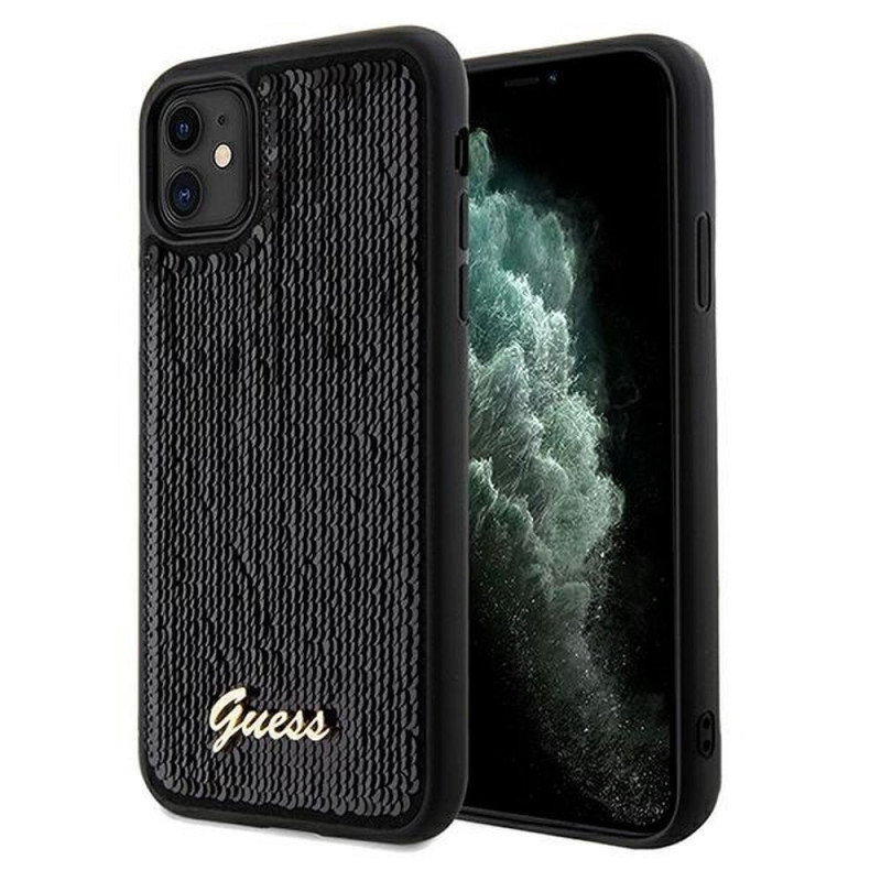 GUESS case for IPHONE 11 GUHCN61PSFDGSK (Sequin Script Metal) black
