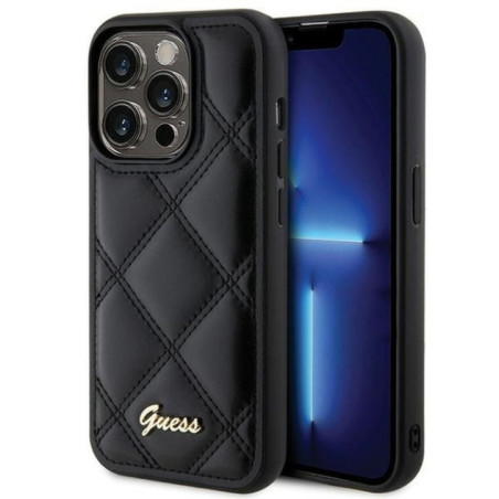 GUESS case for IPHONE 15 Pro Max GUHCP15XPSQSQSK (Quilted Metal Logo) black