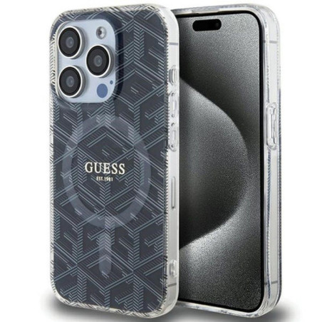 GUESS case for IPHONE 15 Pro Max compatible with MagSafe GUHMP15XHGCUSTGK (IML GCUBE) black