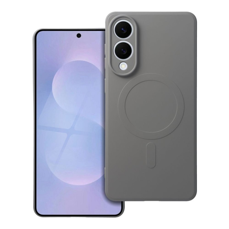 SILICONE MAG COVER case compatible with MagSafe for SAMSUNG S25 Edge grey titatnium