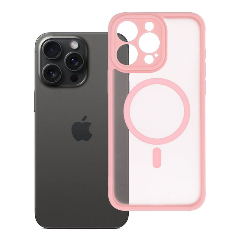 Case for iPhone 15 PRO MAX Full Matte Mag Cover compatible with MagSafe light pink