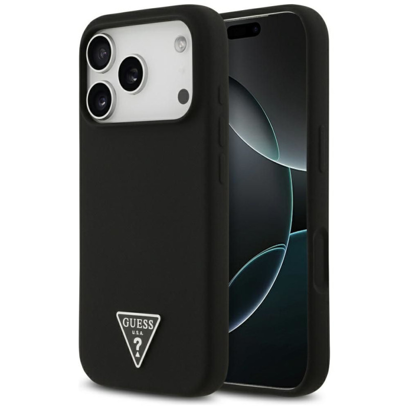 GUESS case for IPHONE 17 Pro compatible with MagSafe GUHMP17LSCTRLMK (Silicone W/ Triangle Logo) black