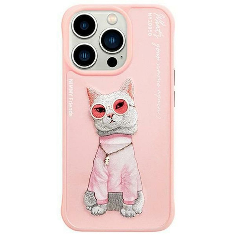 NIMMY case GLASSES COOL CAT for IPHONE 15 Pro Max pink
