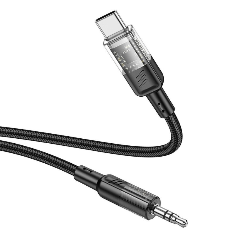 Cable AUX Jack 3,5 mm to USB C Hoco 1,2 m UPA27 black Cable AUX Jack 3,5 mm to USB C Hoco 1,2 m UPA27 black