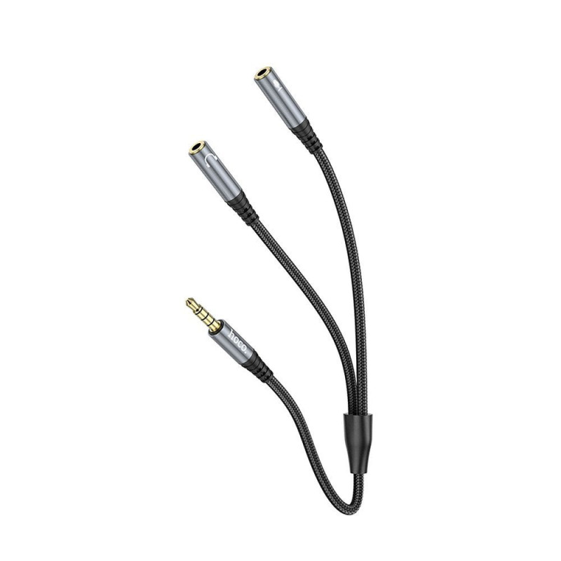 Cable AUX 2in1 Jack 3,5 mm (male) to 2 x Jack 3,5 mm (female) Hoco 0,25 m UPA21 metal gray Cable AUX 2in1 Jack 3,5 mm (male) to 2 x Jack 3,5 mm (female) Hoco 0,25 m UPA21 metal gray