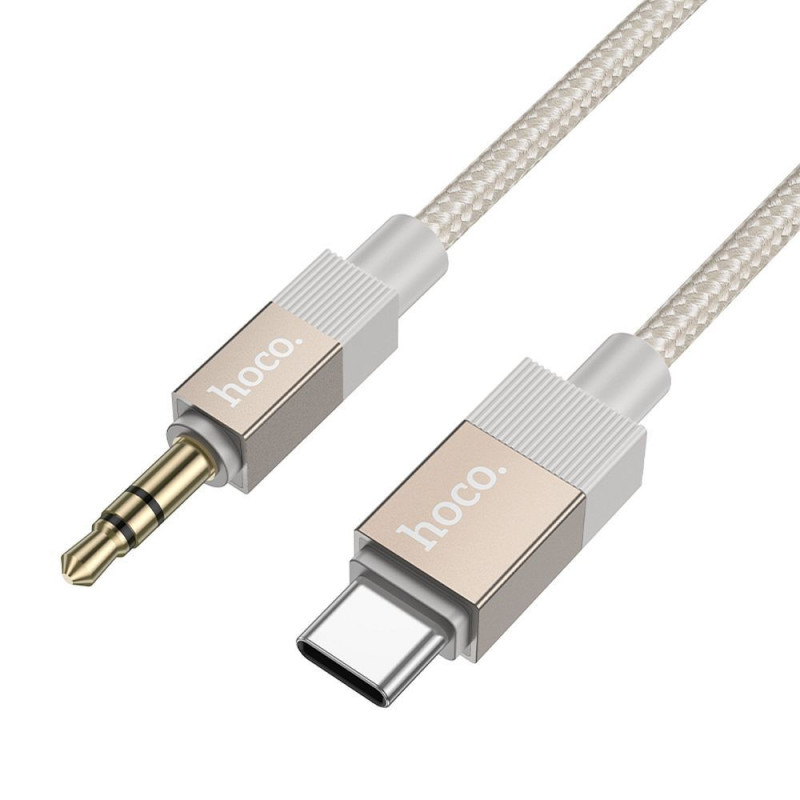 Cable AUX Jack 3,5 mm (male) to USB C (male) Hoco 1 m UPA32B gold