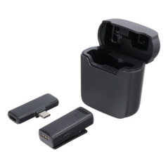 Wireless lavalier microphone Type C with charging case S11 black