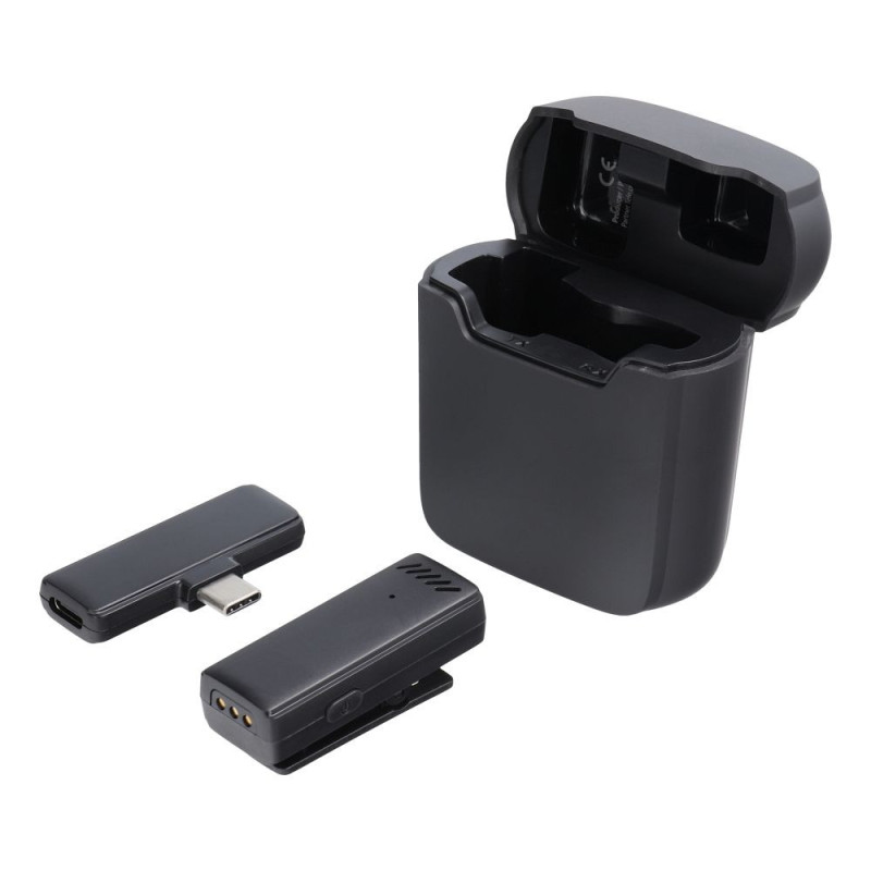 Wireless lavalier microphone Type C with charging case S11 black
