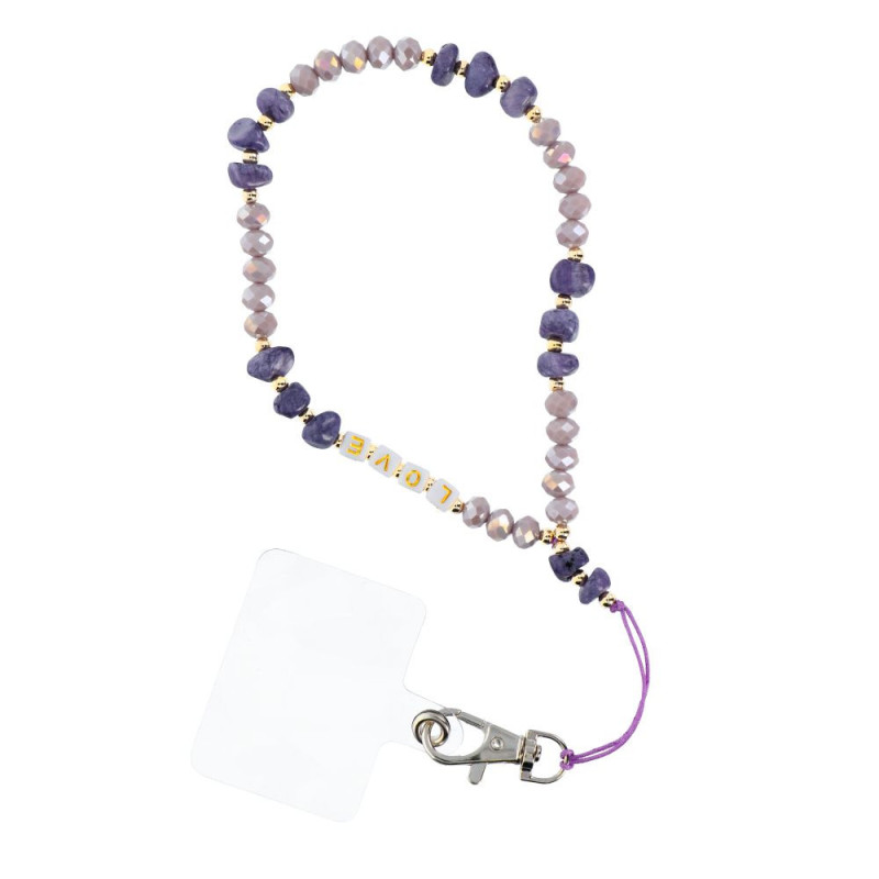 LOVE Phone lanyard, Phone pendant / cord length 44cm (22cm in the loop) / on hand - purple LOVE Phone lanyard, Phone pendant / cord length 44cm (22cm in the loop) / on hand - purple