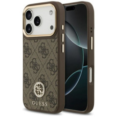 GUESS case for IPHONE 17 Pro compatible with MagSafe GUHMP17LP4GRMDEW (PU W/ 4G Strass Logo) brown