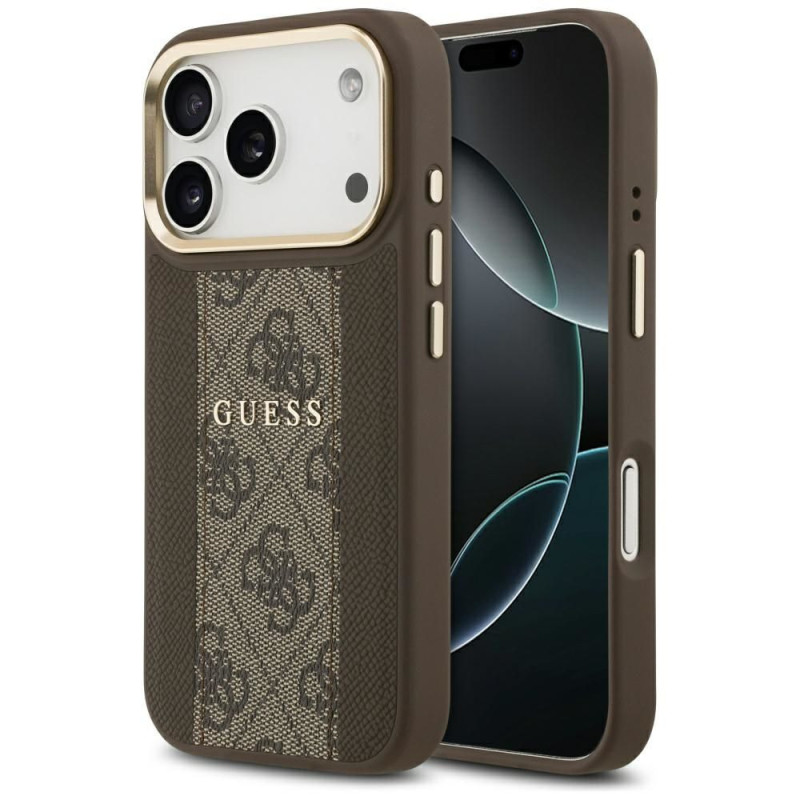 GUESS case for IPHONE 17 Pro compatible with MagSafe GUHMP17LPG4SEMCW (PU W/ 4G Stripe) brown
