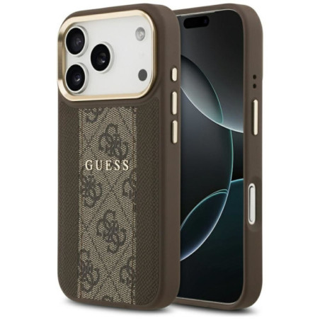 GUESS case for IPHONE 17 Pro compatible with MagSafe GUHMP17LPG4SEMCW (PU W/ 4G Stripe) brown