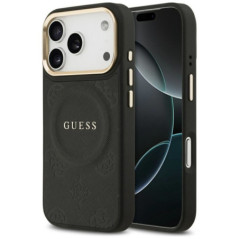 GUESS case for IPHONE 17 Pro compatible with MagSafe GUHMP17LPSAMSECK (PU W/ Peony Hot Stamp) black