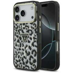 GUESS case for IPHONE 17 Pro compatible with MagSafe GUHMP17LHLEGTGLK (PC TPU W/ Leopard Glitter) black