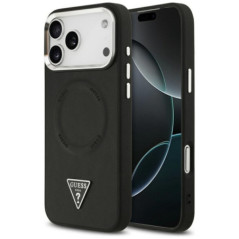 GUESS case for IPHONE 17 Pro compatible with MagSafe GUHMP17LPSDTSCMK (PU W/ Triangle Logo) black
