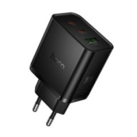 Phone charger Hoco 2x USB C + USB A QC3.0 PD 3A 65W N75 black