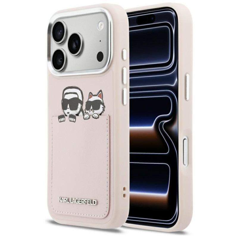 KARL LAGERFELD case for IPHONE 17 Pro KLHCP17L6PCSPKCP (PU W/ K&C Print & Pocket) pink